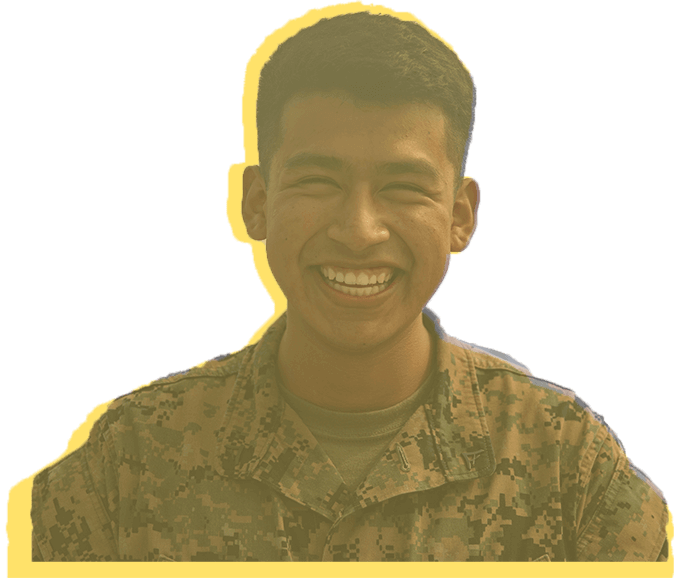 Smiling young man in military