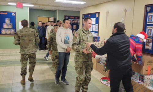 Giving soldiers presents
